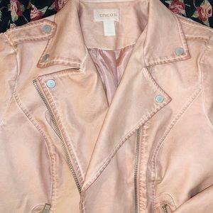 Chico’s Blush faux leather Moto jacket Size 2